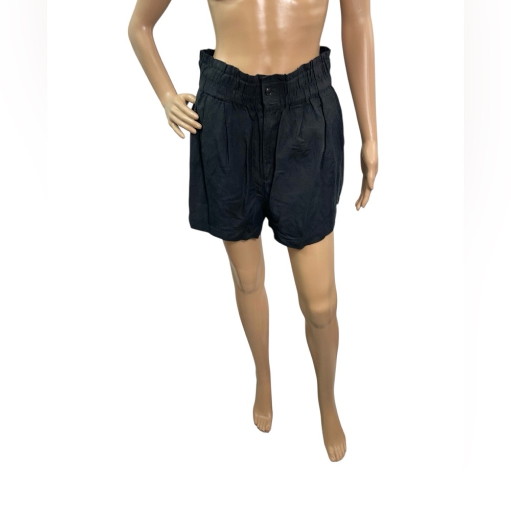 Madewell Women’s Size 4 High Waist Solid Black Linen Viscose Shorts